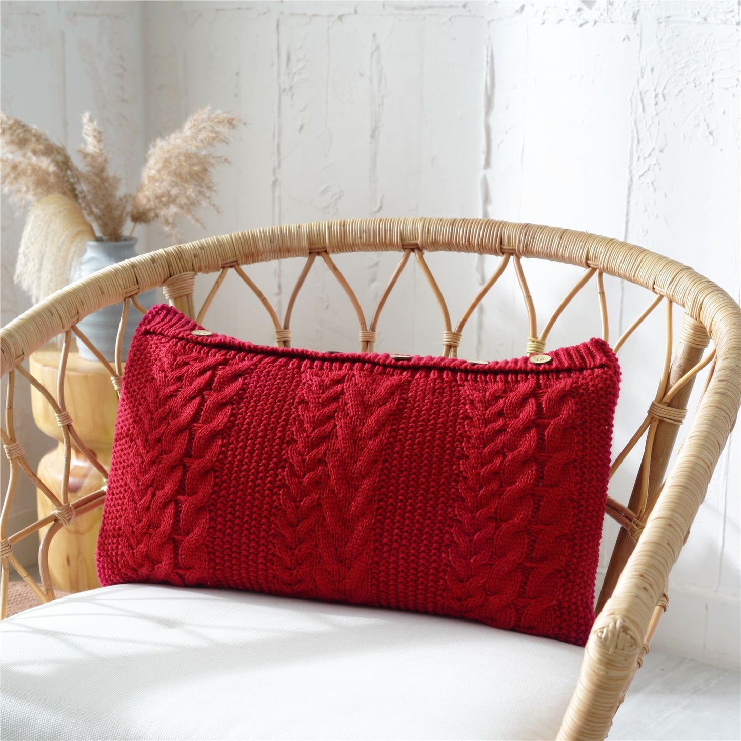 Zoholife Knitted Boho Lumbar Decorative Throw Pillow Cover for Bed Bedroom Neutral Accent Cushion Cover Woven Pillow Case with Insert, 14“X 26”, Multicolored