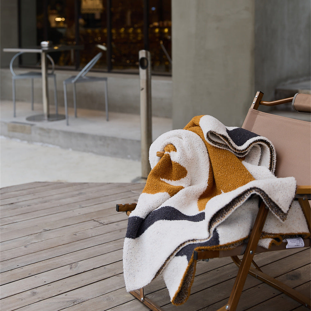 One-side Fleece Knitted Yarn Blanket Cover Blanket Winter Soft Furnishing With Sofa Cover Blanket