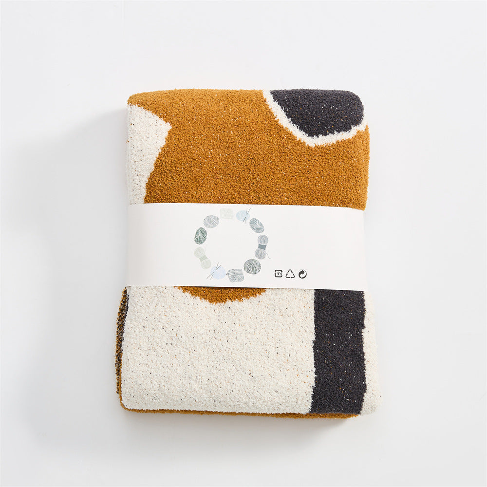 One-side Fleece Knitted Yarn Blanket Cover Blanket Winter Soft Furnishing With Sofa Cover Blanket