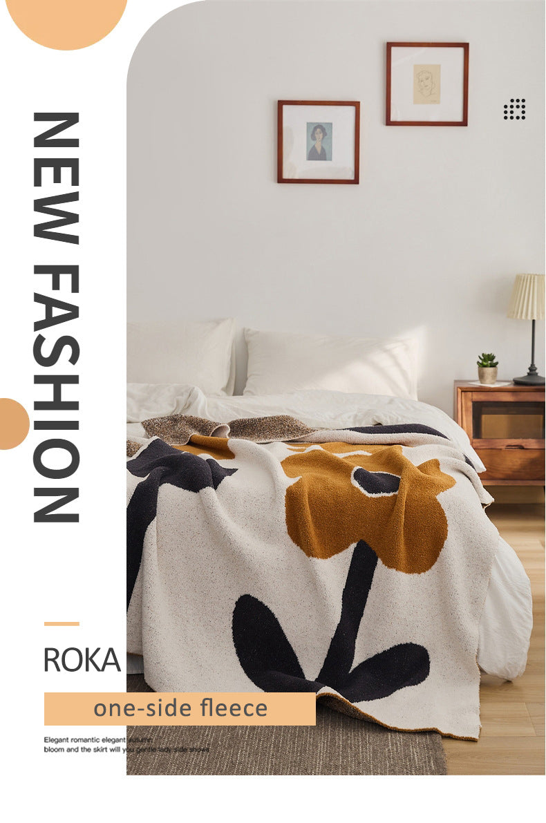 One-side Fleece Knitted Yarn Blanket Cover Blanket Winter Soft Furnishing With Sofa Cover Blanket