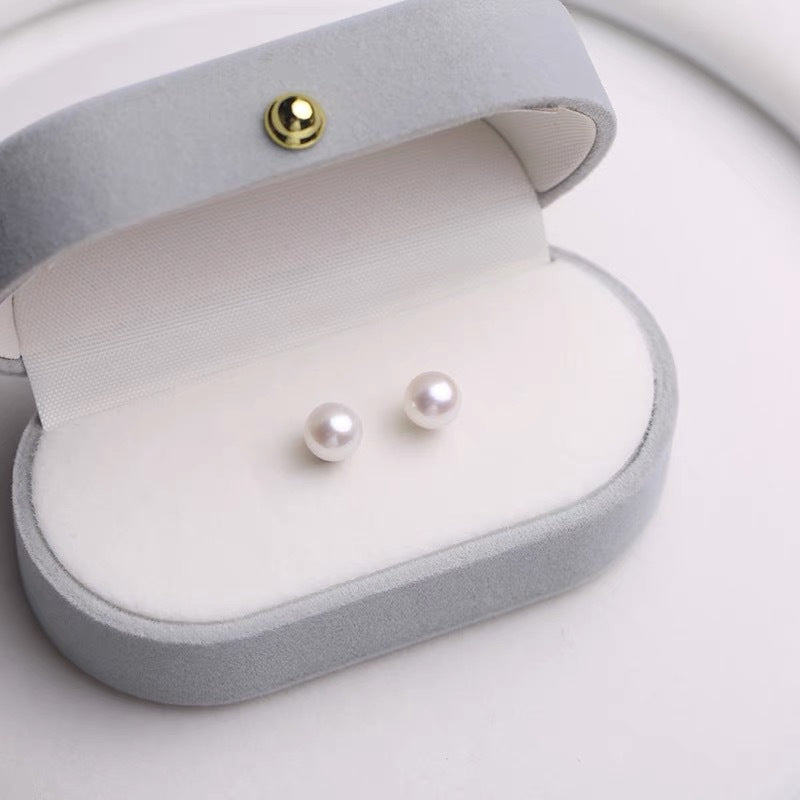 4-5mm Round Strong Highlight 5A Natural Freshwater Pearls Sterling Silver Small Earrings