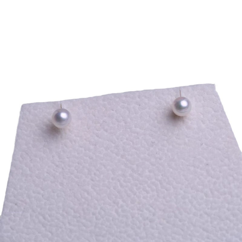 4-5mm Round Strong Highlight 5A Natural Freshwater Pearls Sterling Silver Small Earrings