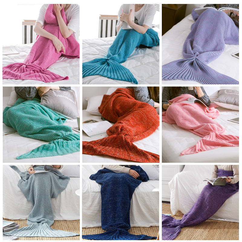 Zoholife Multi-color Mermaid Tail Blanket Crochet Mermaid Blankets Seasons Warm Soft Handmade Sleeping Bag Best Birthday for Baby Kids Teens Adult