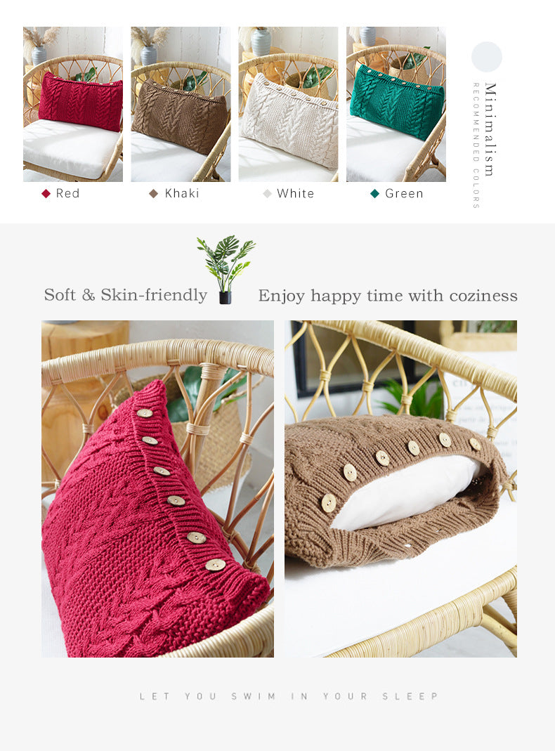 Zoholife Knitted Boho Lumbar Decorative Throw Pillow Cover for Bed Bedroom Neutral Accent Cushion Cover Woven Pillow Case with Insert, 14“X 26”, Multicolored