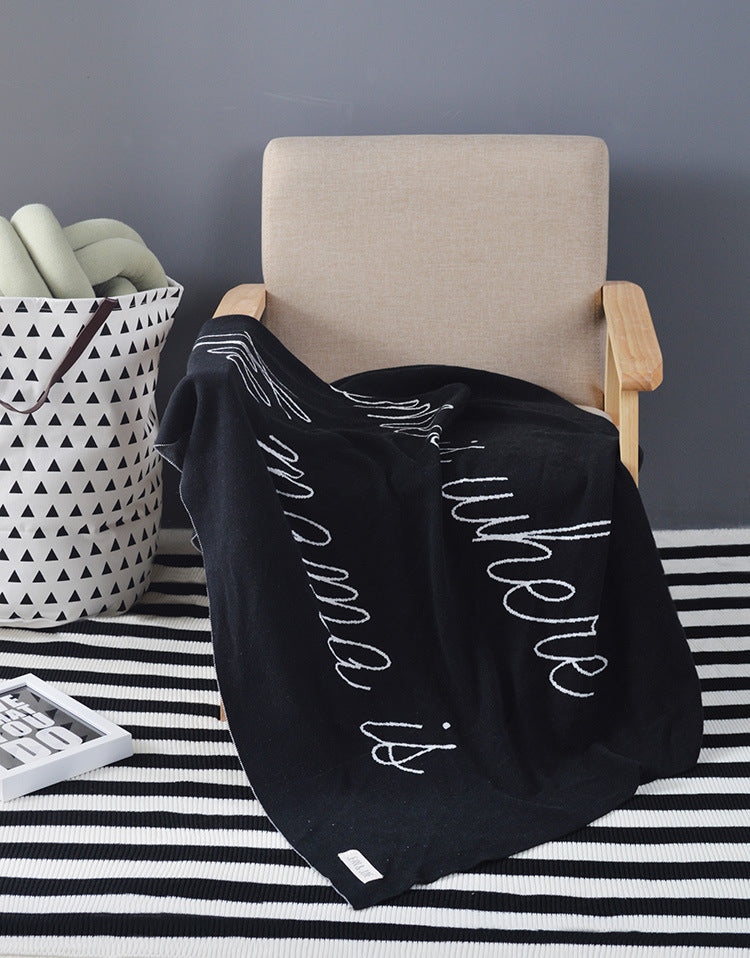 ZOHOLIFE Organic Cotton Solid Blanket Black-White Throw Blanket- Yarn Dyed- Soft & Durable- Oeko-TEX Certified Sofa Car Cover Blanket Photography Props