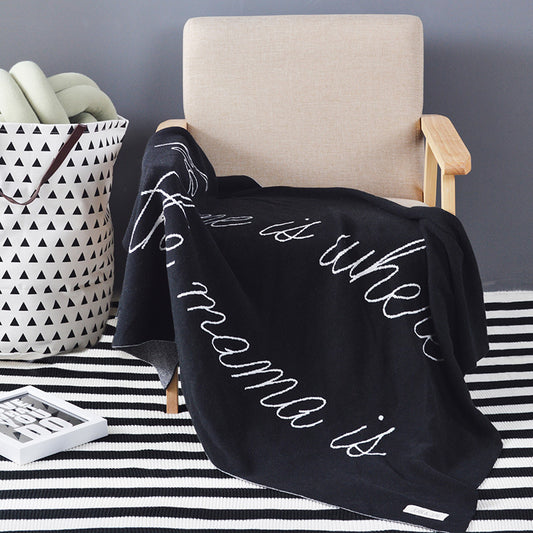 ZOHOLIFE Organic Cotton Solid Blanket Black-White Throw Blanket- Yarn Dyed- Soft & Durable- Oeko-TEX Certified Sofa Car Cover Blanket Photography Props