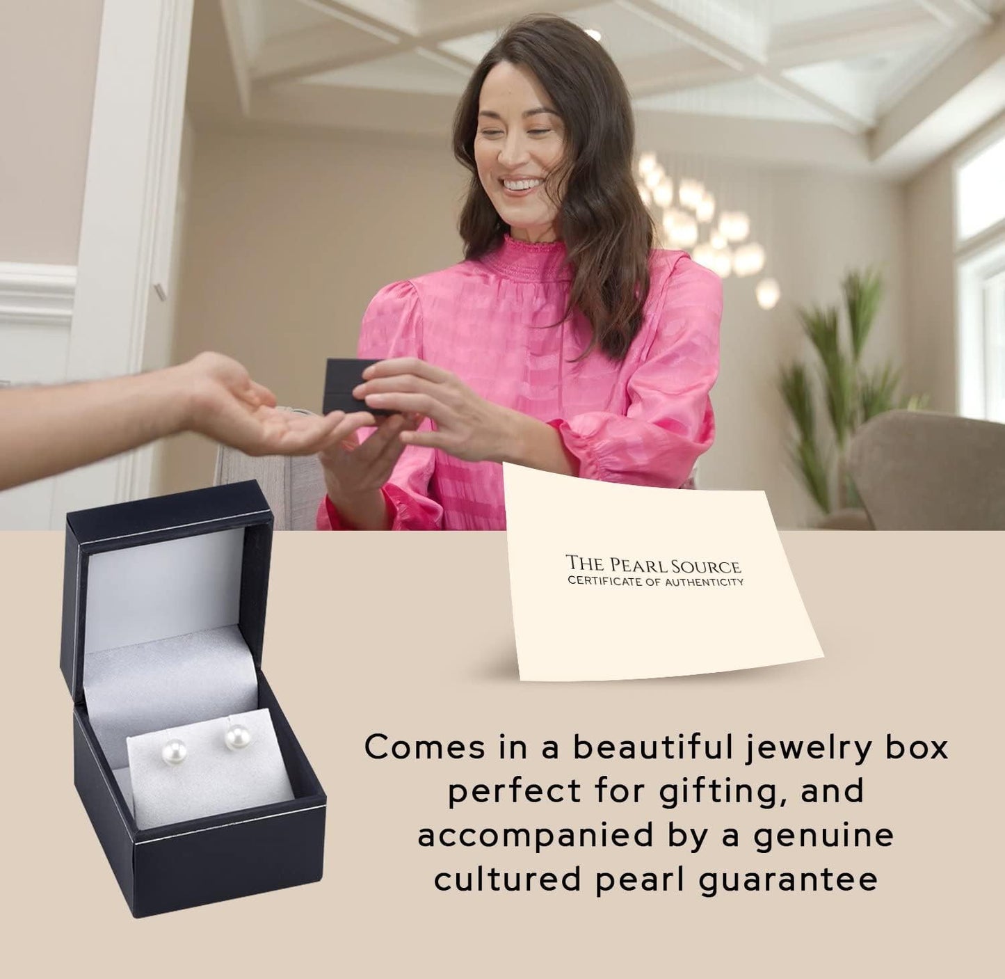 Round White Freshwater Real Pearl Earrings for Women - Silver Stud Earrings | Hypoallergenic Earrings with Genuine Cultured Pearls