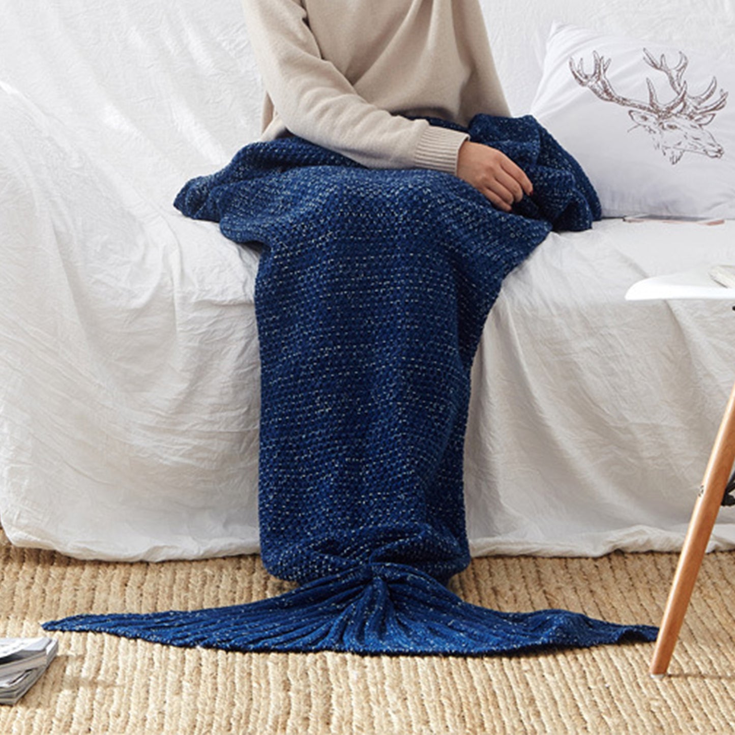 Zoholife Multi-color Mermaid Tail Blanket Crochet Mermaid Blankets Seasons Warm Soft Handmade Sleeping Bag Best Birthday for Baby Kids Teens Adult